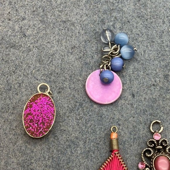 Pendant Charm Dangle Lot Pink Purple Silver Gold DIY Craft Repurpose Upcycle - Picture 2 of 12